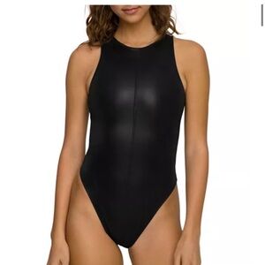 Good American Faux Leather Bodysuit